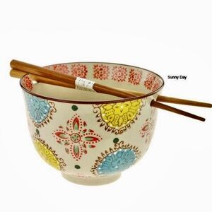 Anthropologie Yokohama Studio Miyabi Rice Ramen Bowl w/Chopstick Rest